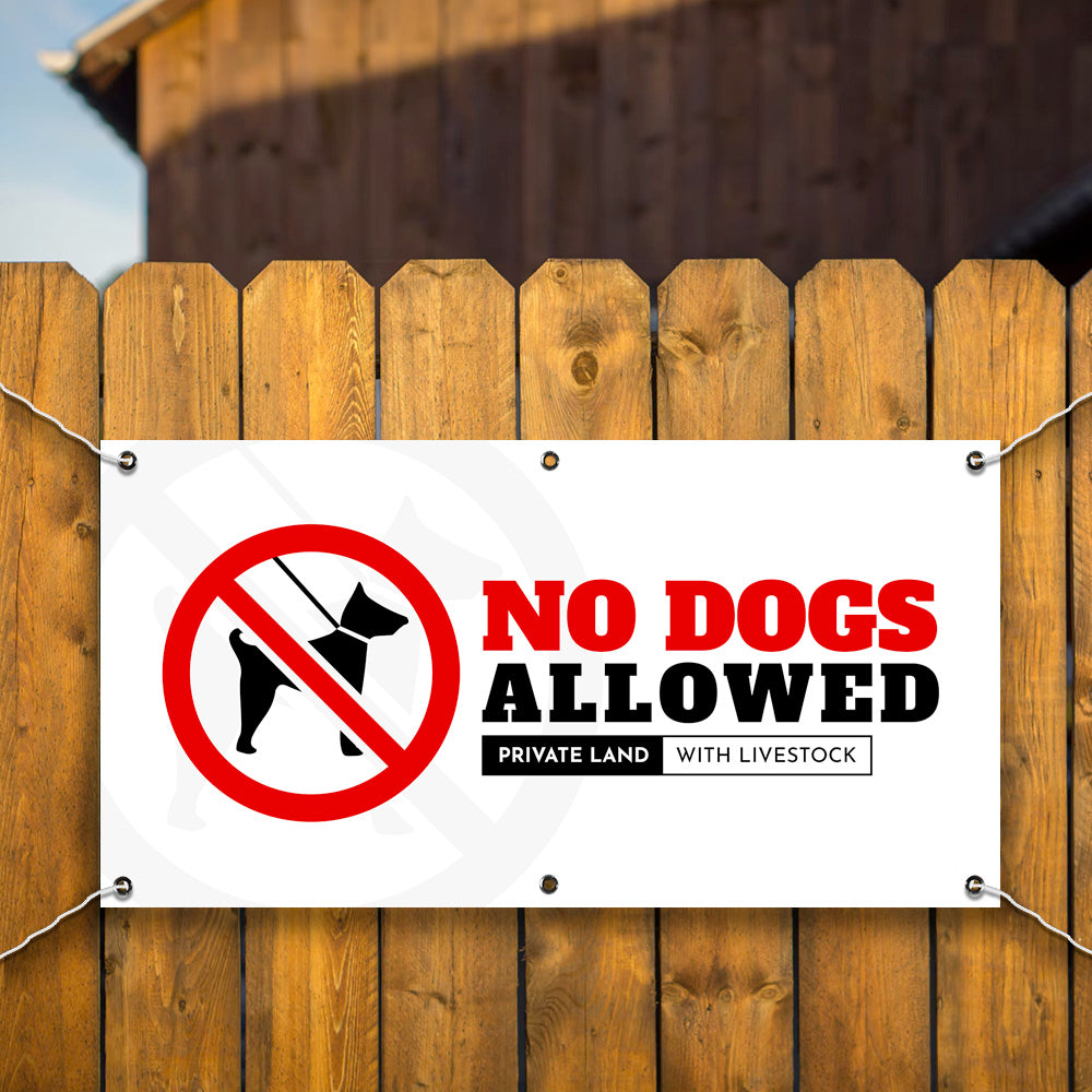 PVC Banner Private Land - No dogs allowed Outdoor Waterproof High Quality