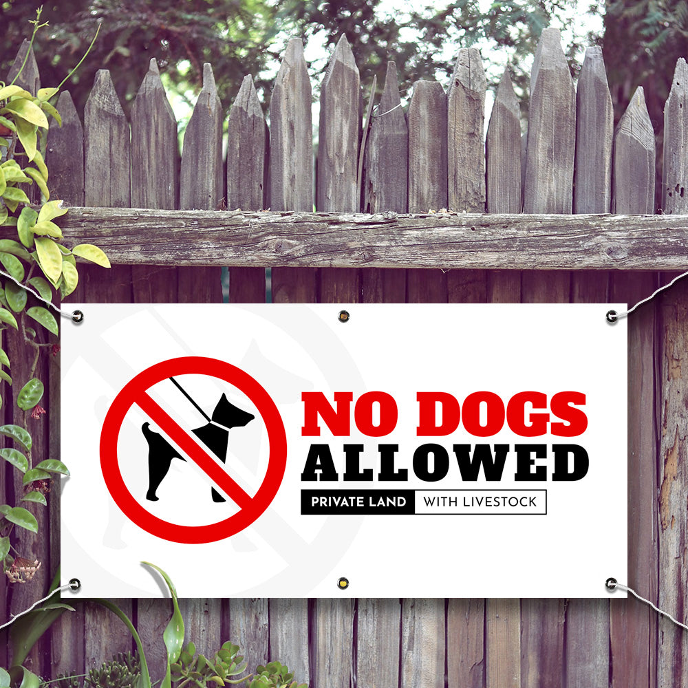 PVC Banner Private Land - No dogs allowed Outdoor Waterproof High Quality