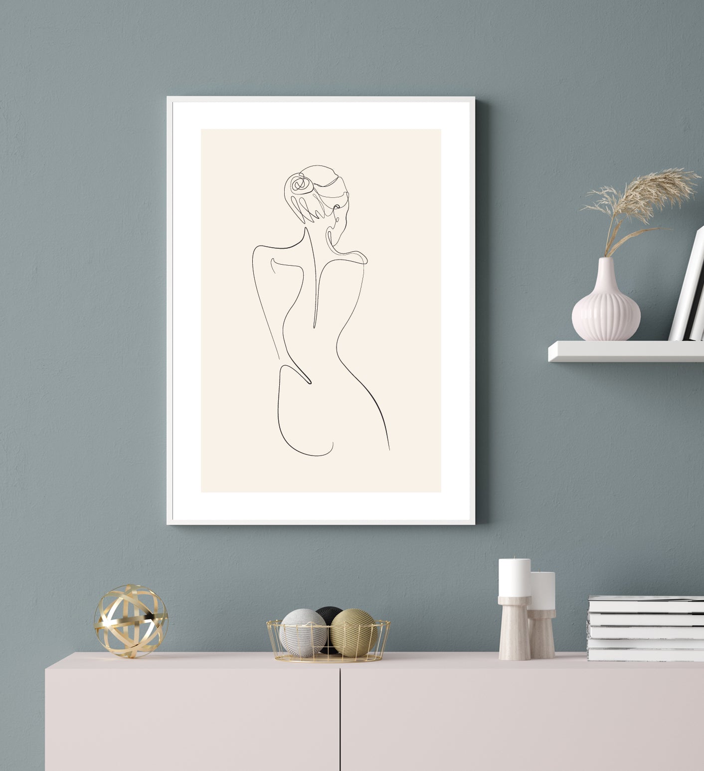Women's Back  Poster Print home wall art decor one line modern design  line art