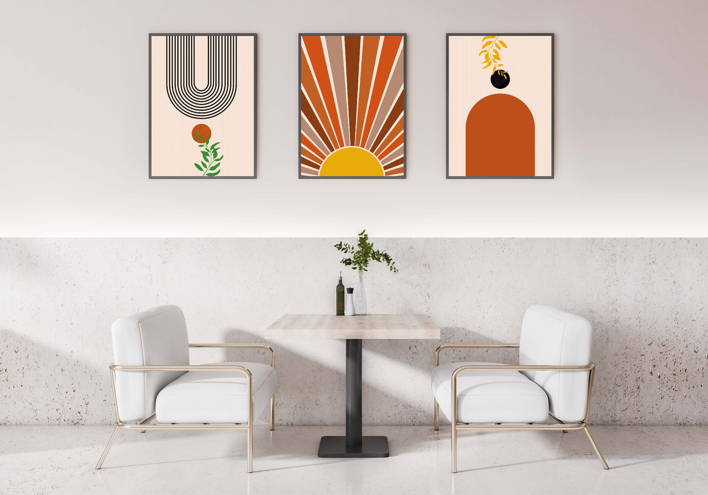 Abstract sun poster print home wall art decor set of three posters modern design