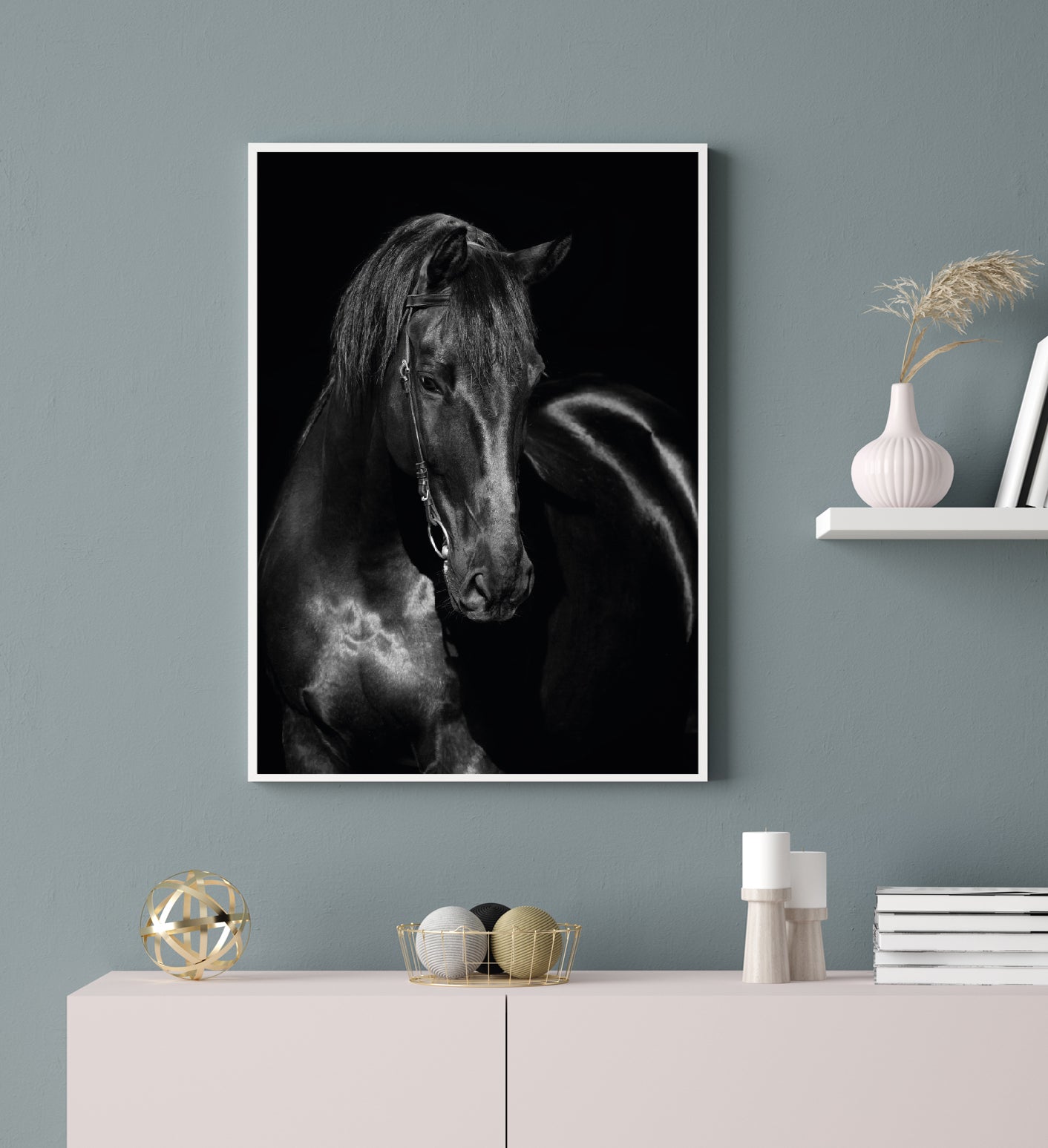 Black Horse poster print home wall art decor animal elegant modern print