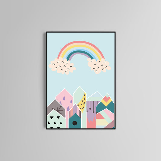 Rainbow poster print home wall nursery kids art decor Nordic rainbow design