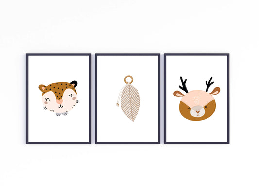 Animals poster print home wall nursery art decor modern kids animal design