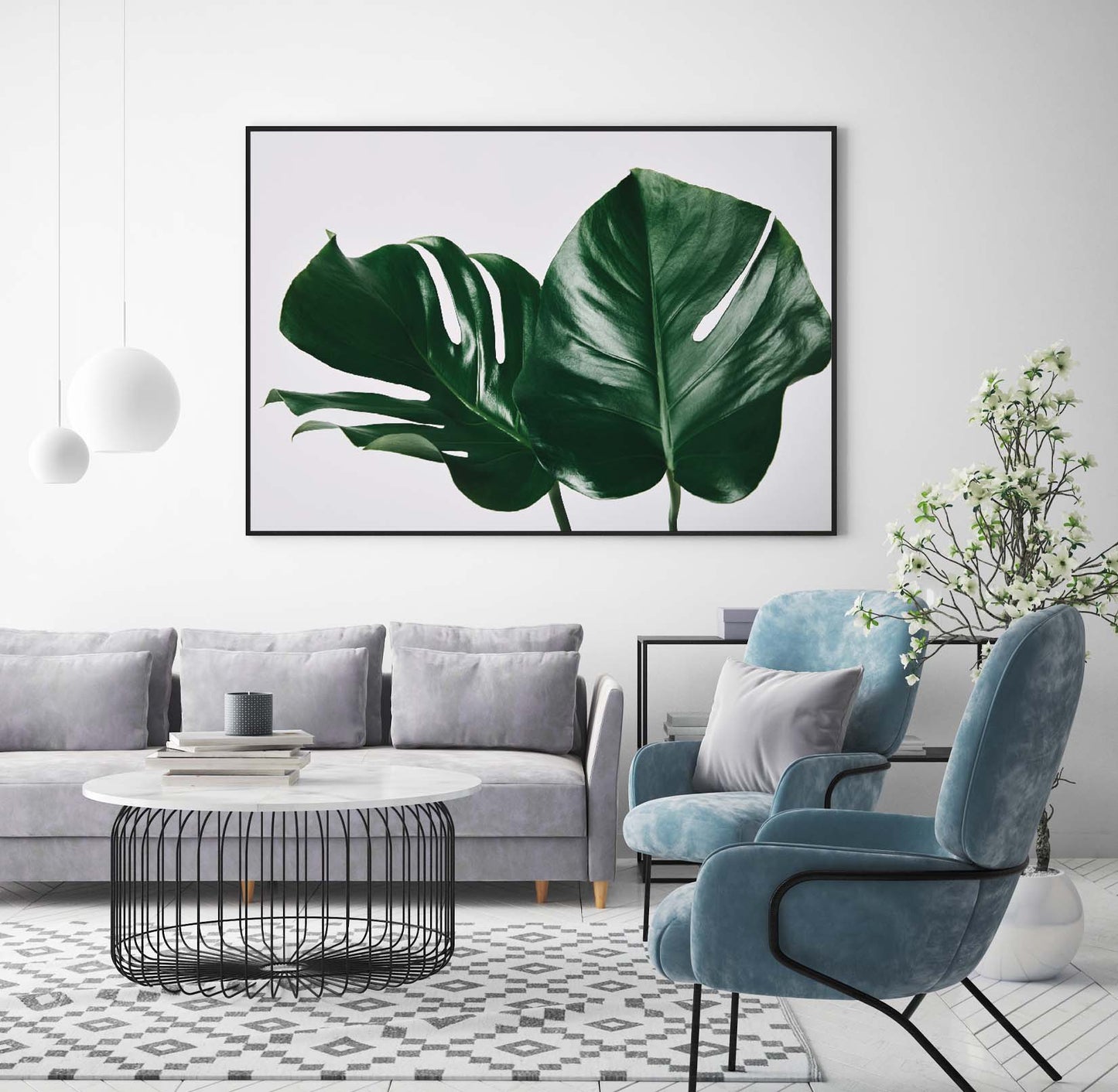 Monstera Leaves poster print home wall art decor monstera plant modern design