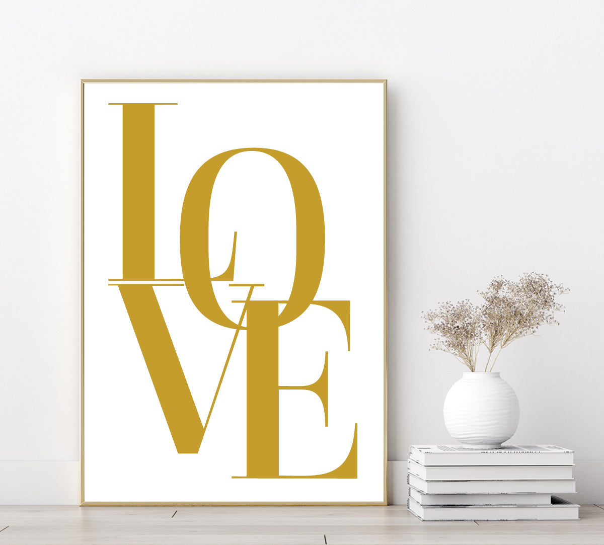 Love Letters poster print home wall art decor gold modern elegant design home accessories