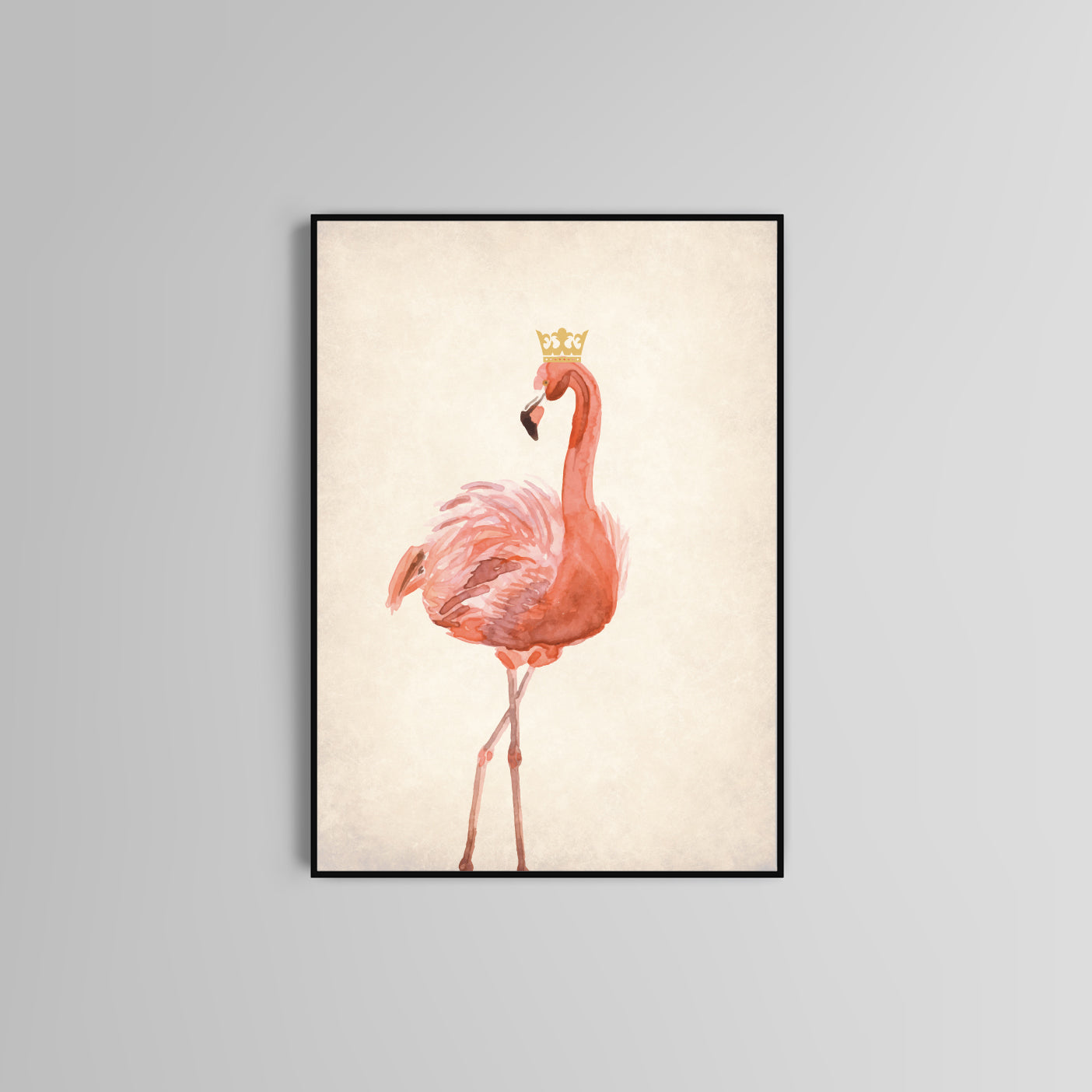 Pink Flamingo poster print home wall art decor elegant design kids nursery room  crown prince