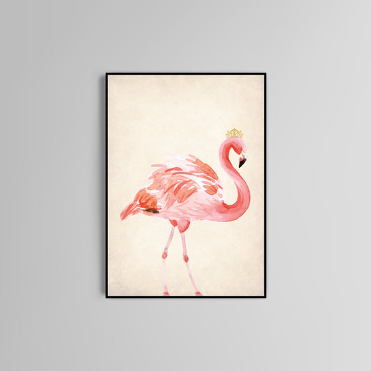 Pink Flamingo poster print home wall art decor elegant design kids nursery room  crown prince