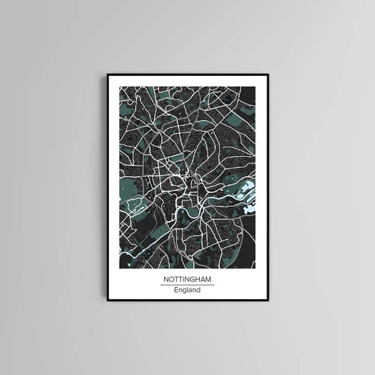 Nottingham  Map Print Poster Home accessories Gift Ideas Wall Art Office Decor School Kids Decor