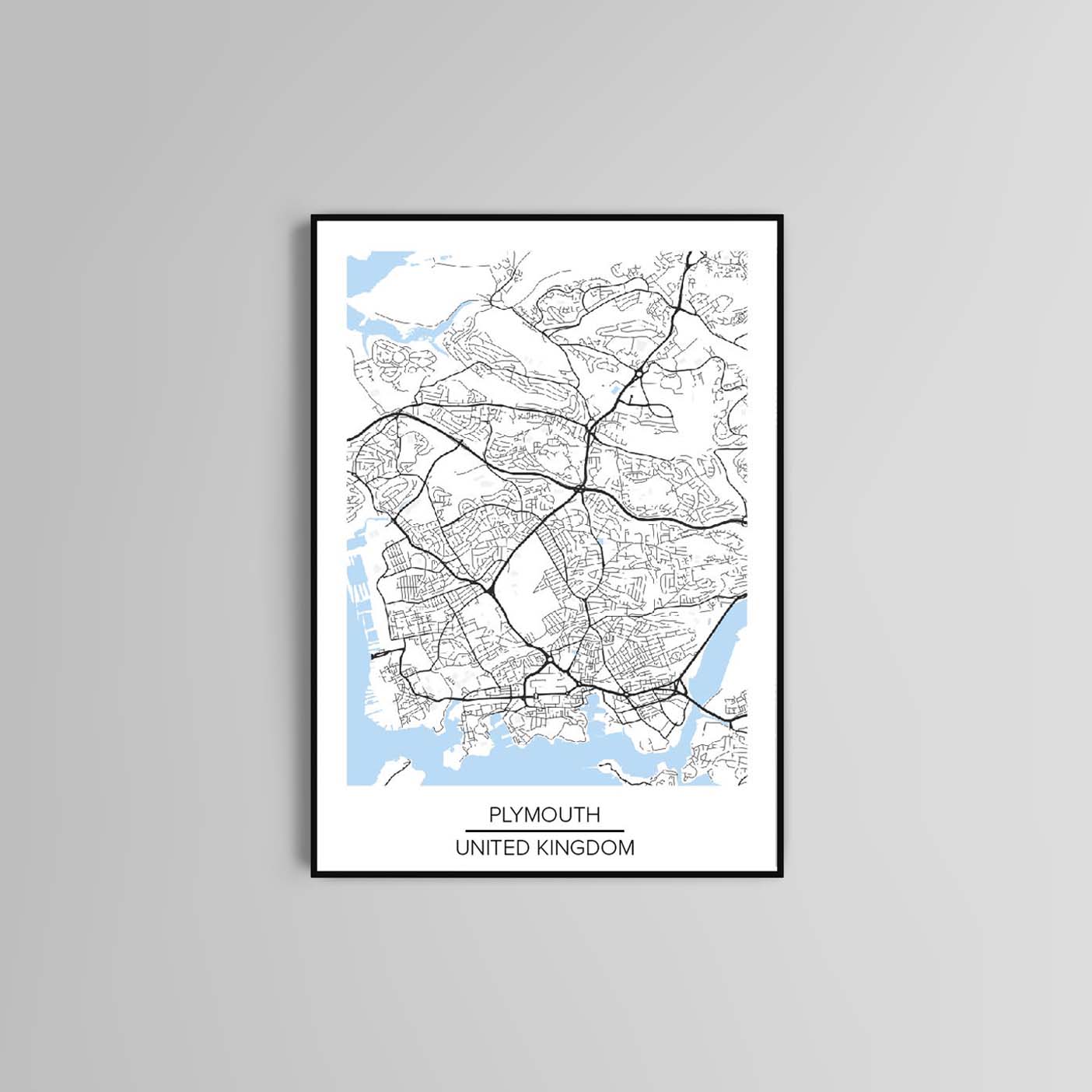 Plymouth map Wall Art Home Accessories Gift Ideas Modern Maps Posters Print Maps World Maps Eco Prints Wall Decorations