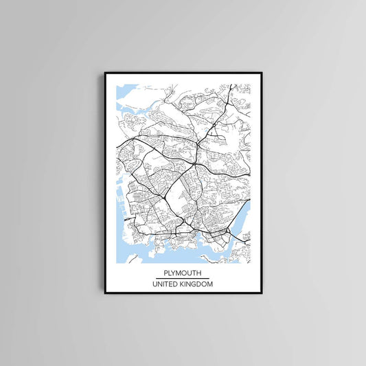 Plymouth map Wall Art Home Accessories Gift Ideas Modern Maps Posters Print Maps World Maps Eco Prints Wall Decorations