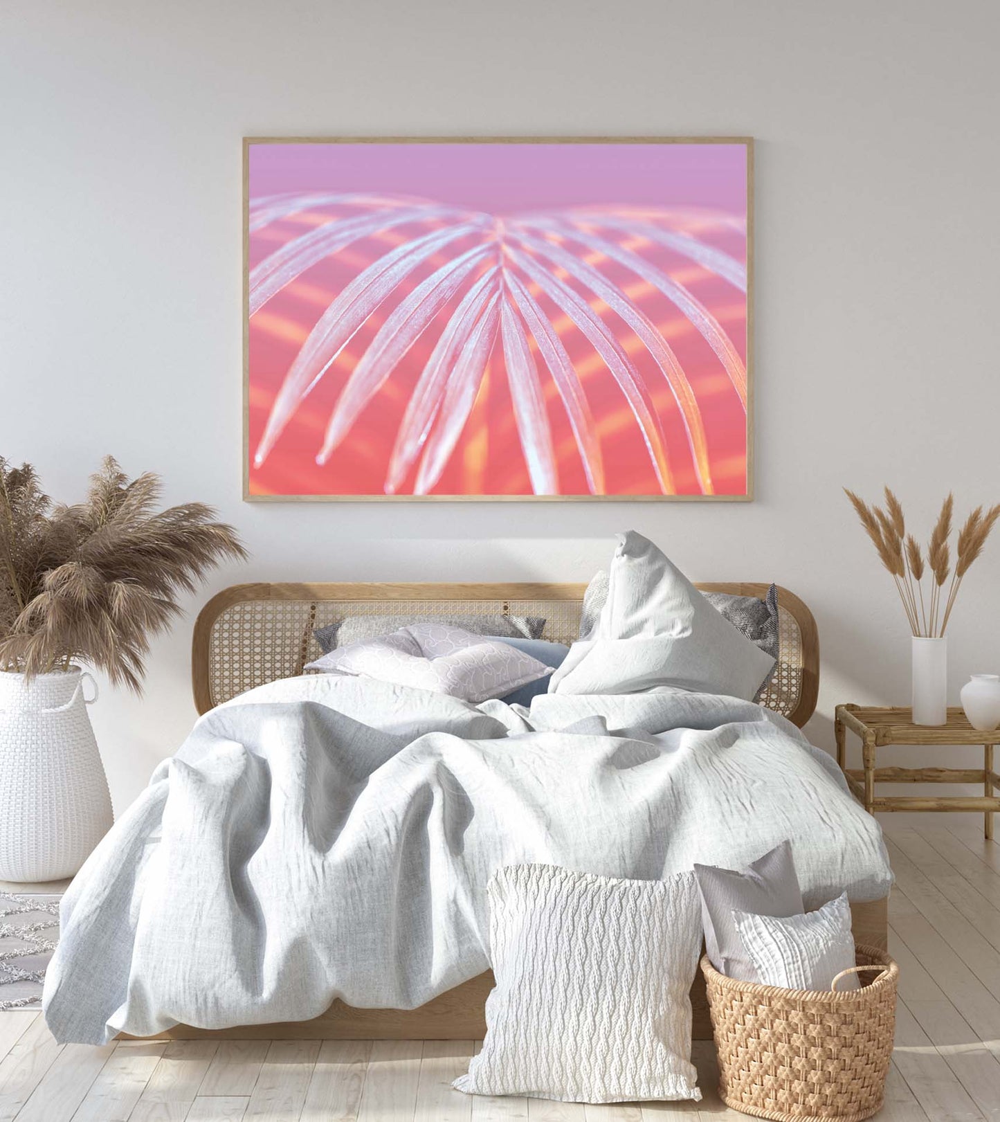 Pink palm leaves poster print tropical botanical home wall art decor home accessories