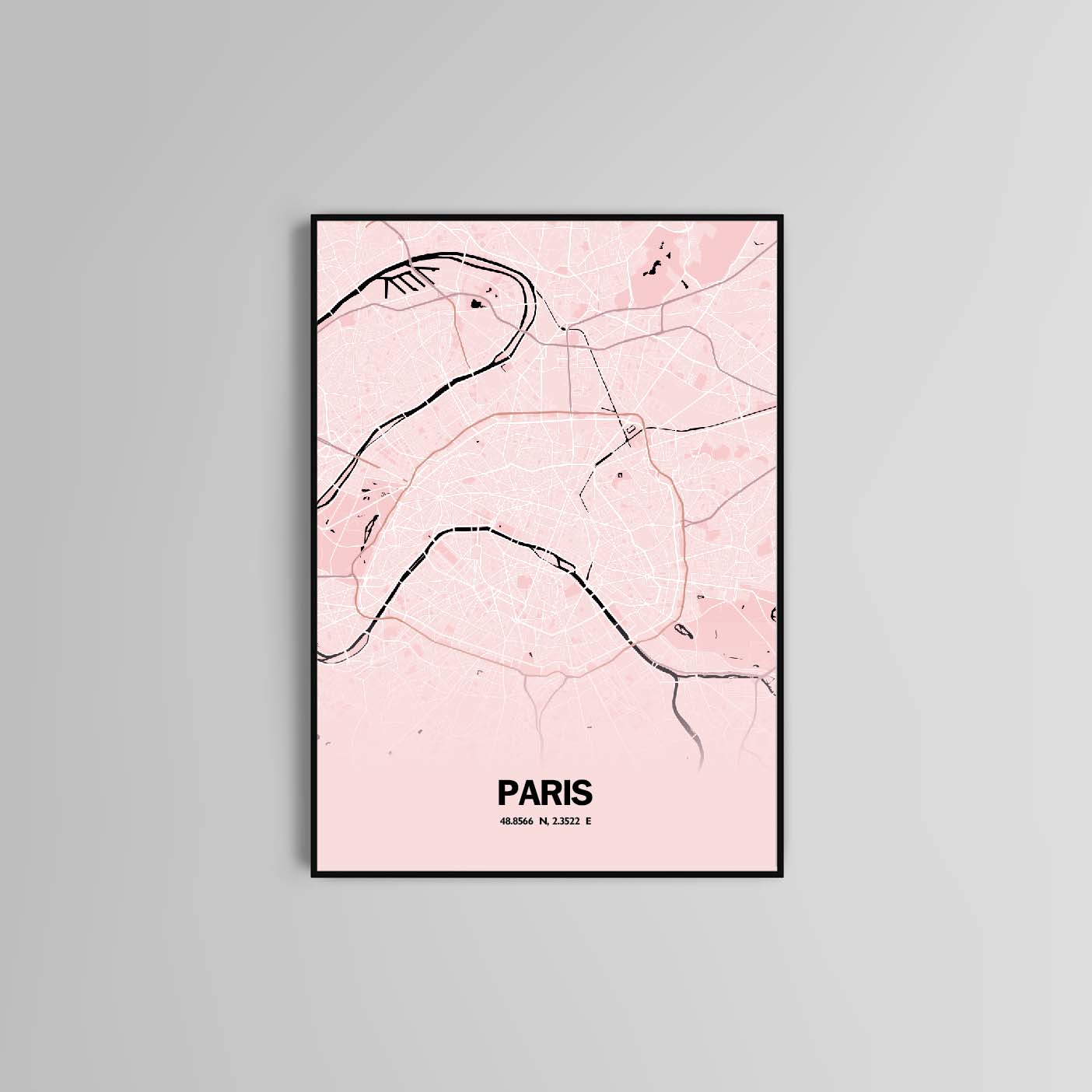 Paris map poster print home wall art decor modern pink poster