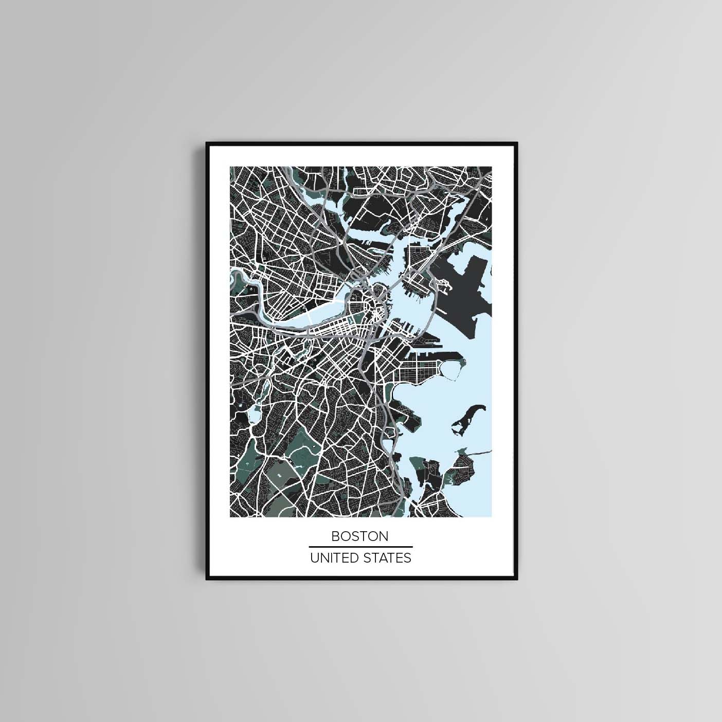 Boston Modern Map Poster Print HomeDecor Office Decor Gift Idea