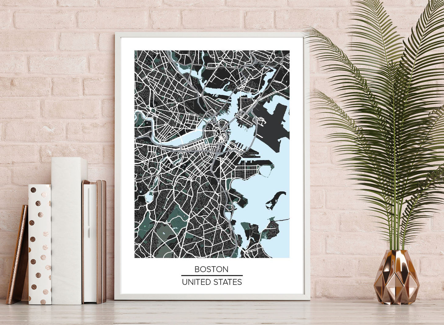 Boston Modern Map Poster Print HomeDecor Office Decor Gift Idea