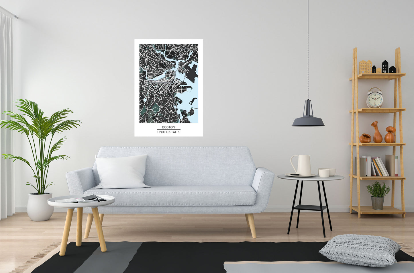 Boston Modern Map Poster Print HomeDecor Office Decor Gift Idea