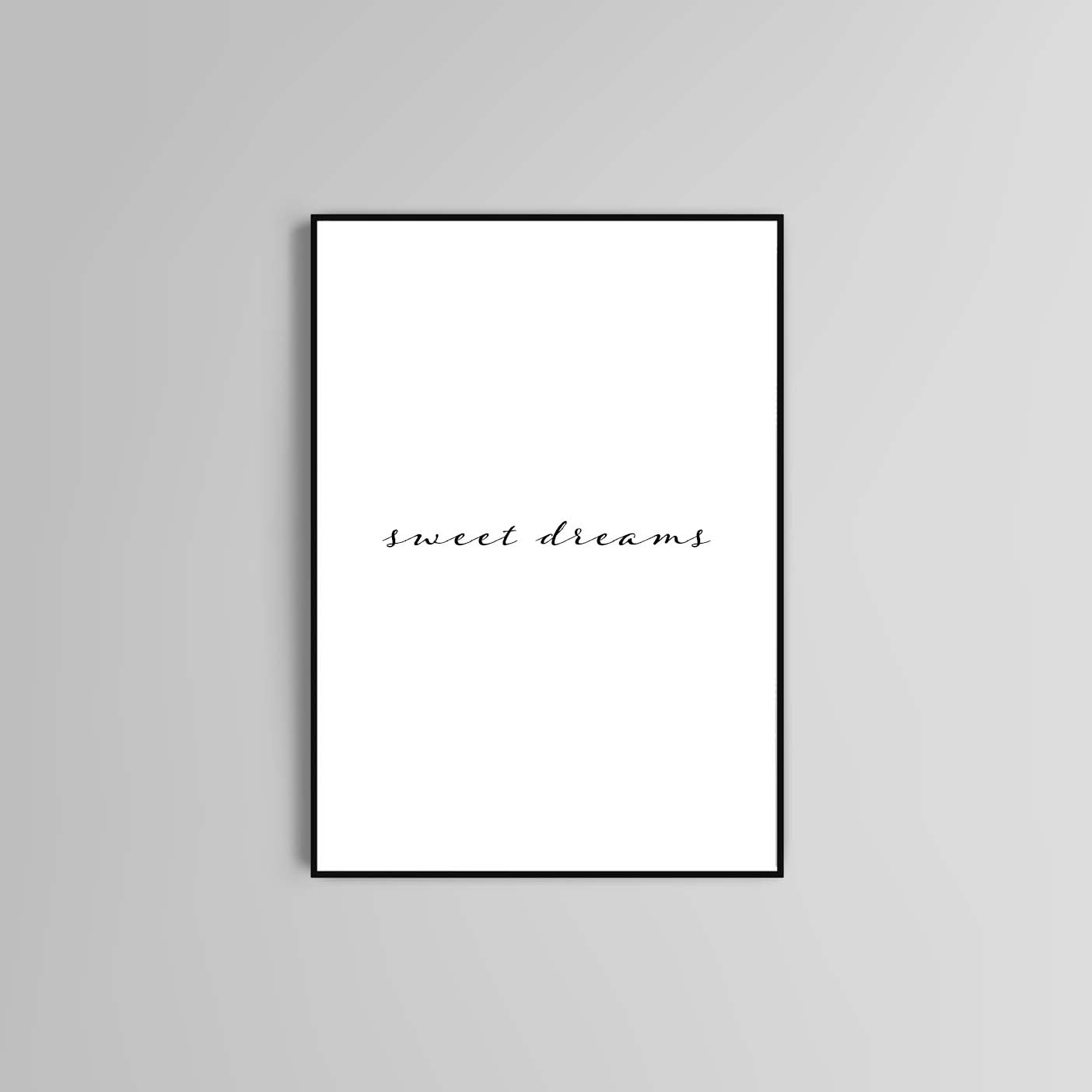 Quote poster print home wall art decor sweet dreams clean simple design