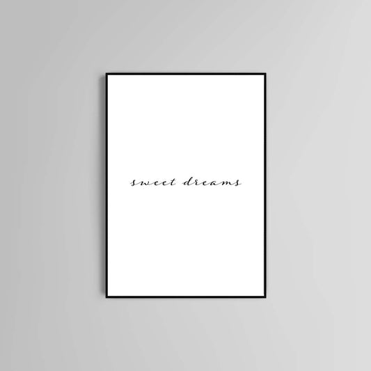 Quote poster print home wall art decor sweet dreams clean simple design