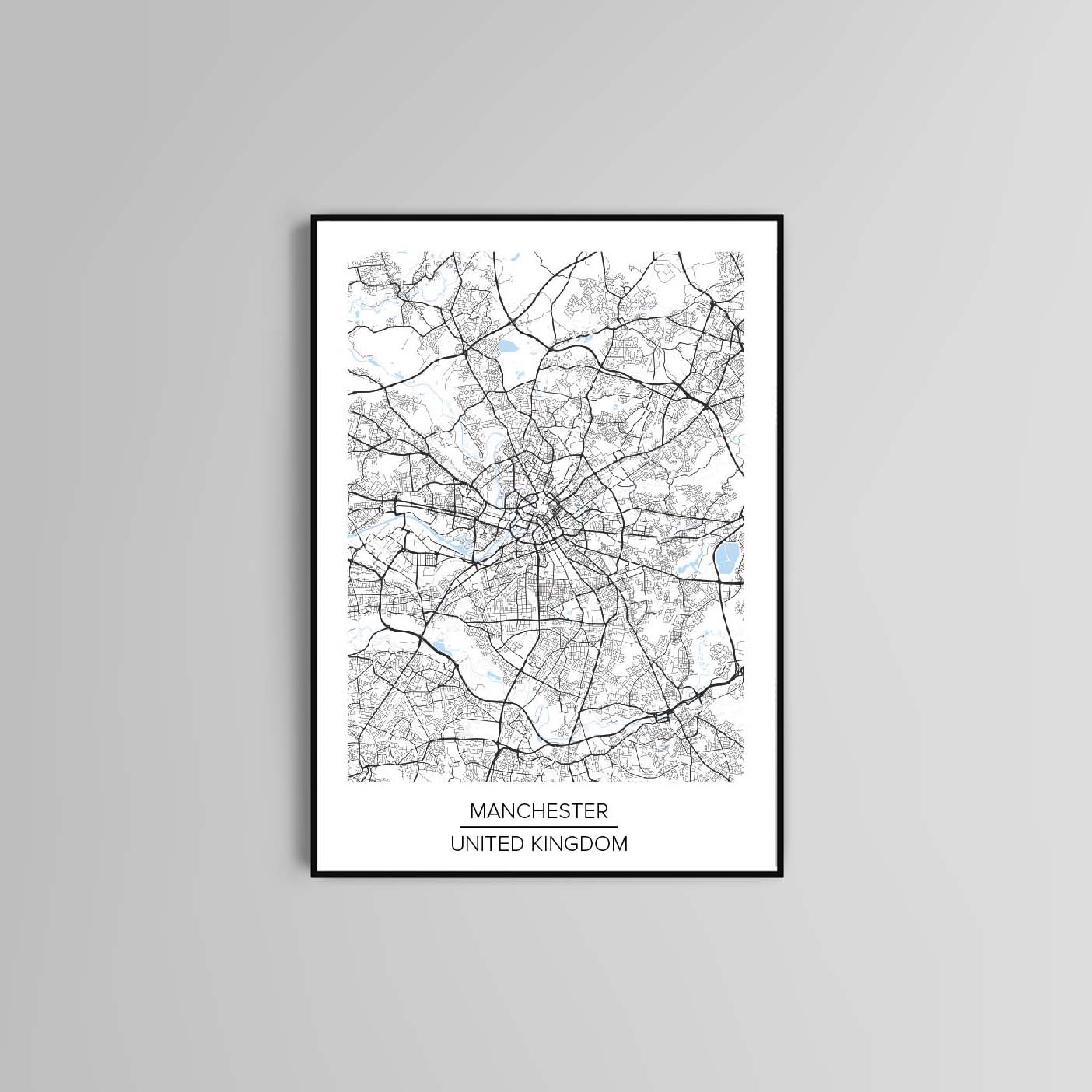 Manchester map poster print home wall art decor city wall map modern print