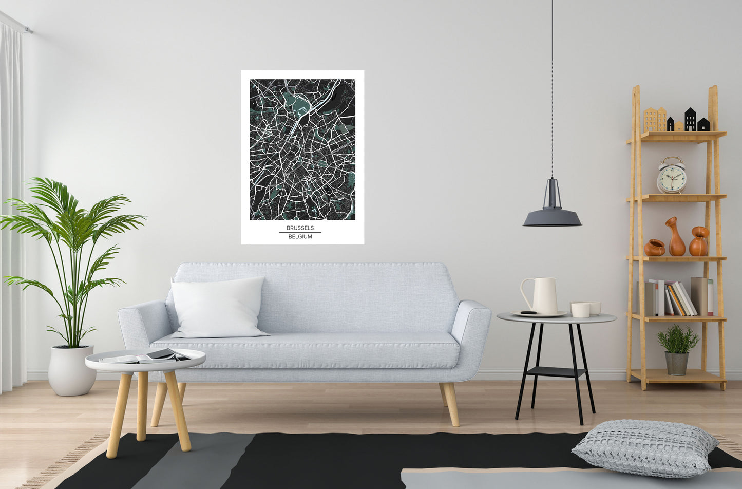 Brussels map poster print home wall art decor dark Brussel city modern map