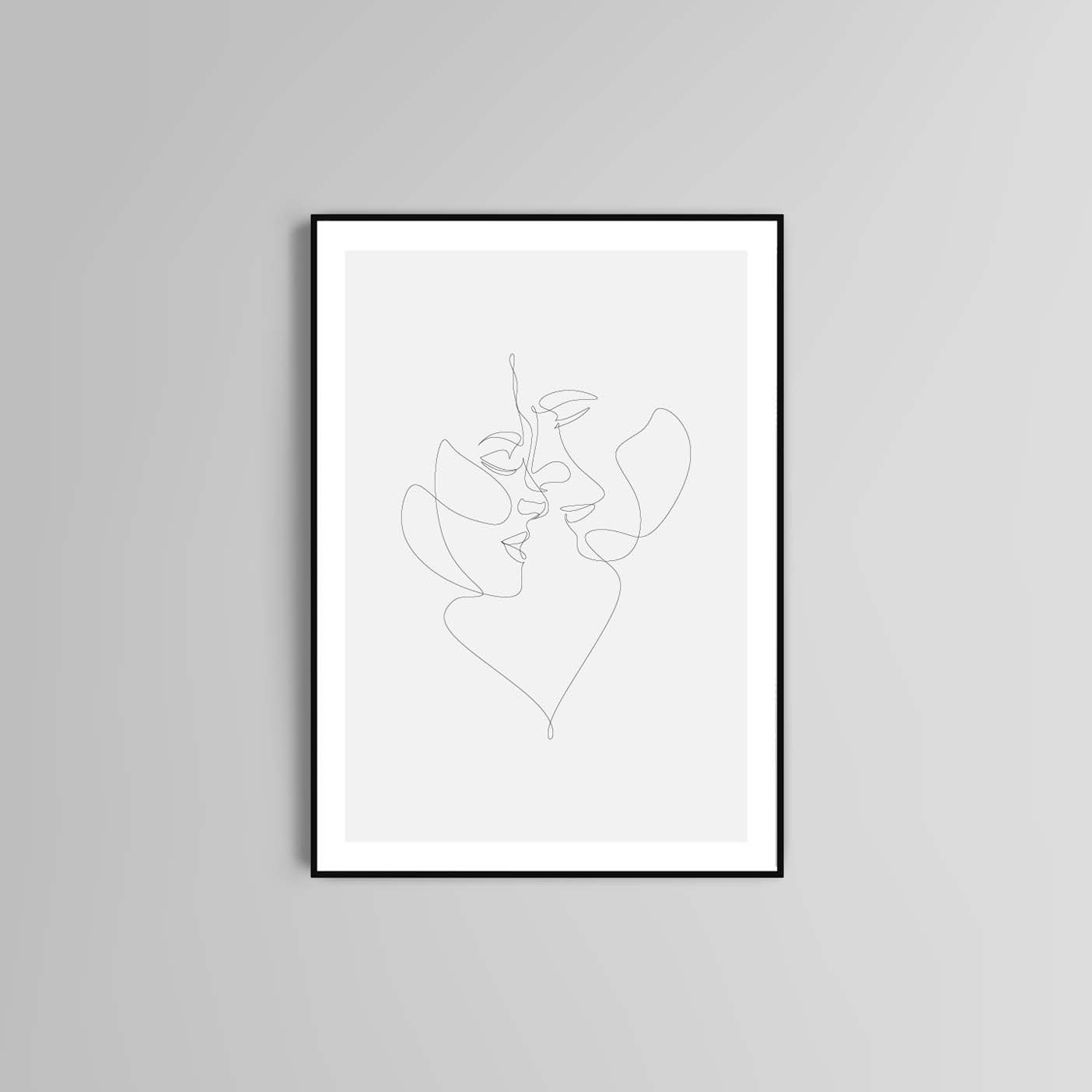 Love poster print home wall art decor modern one line style design