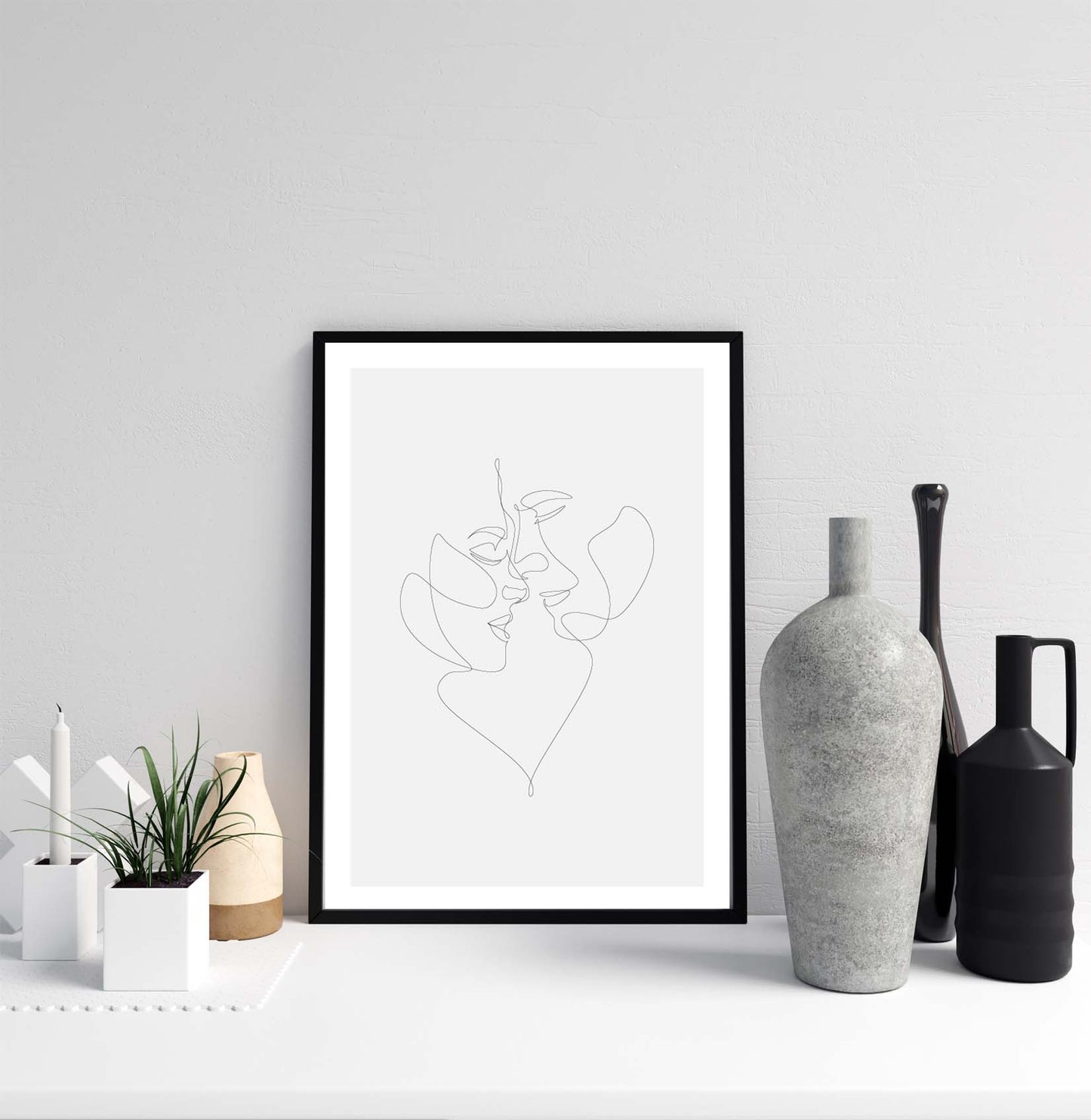 Love poster print home wall art decor modern one line style design