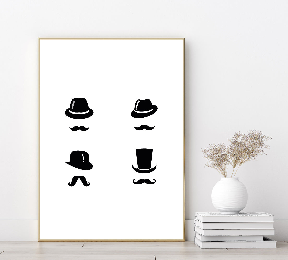 Moustaches poster print home wall art decor black on white elegant and minimal modern design