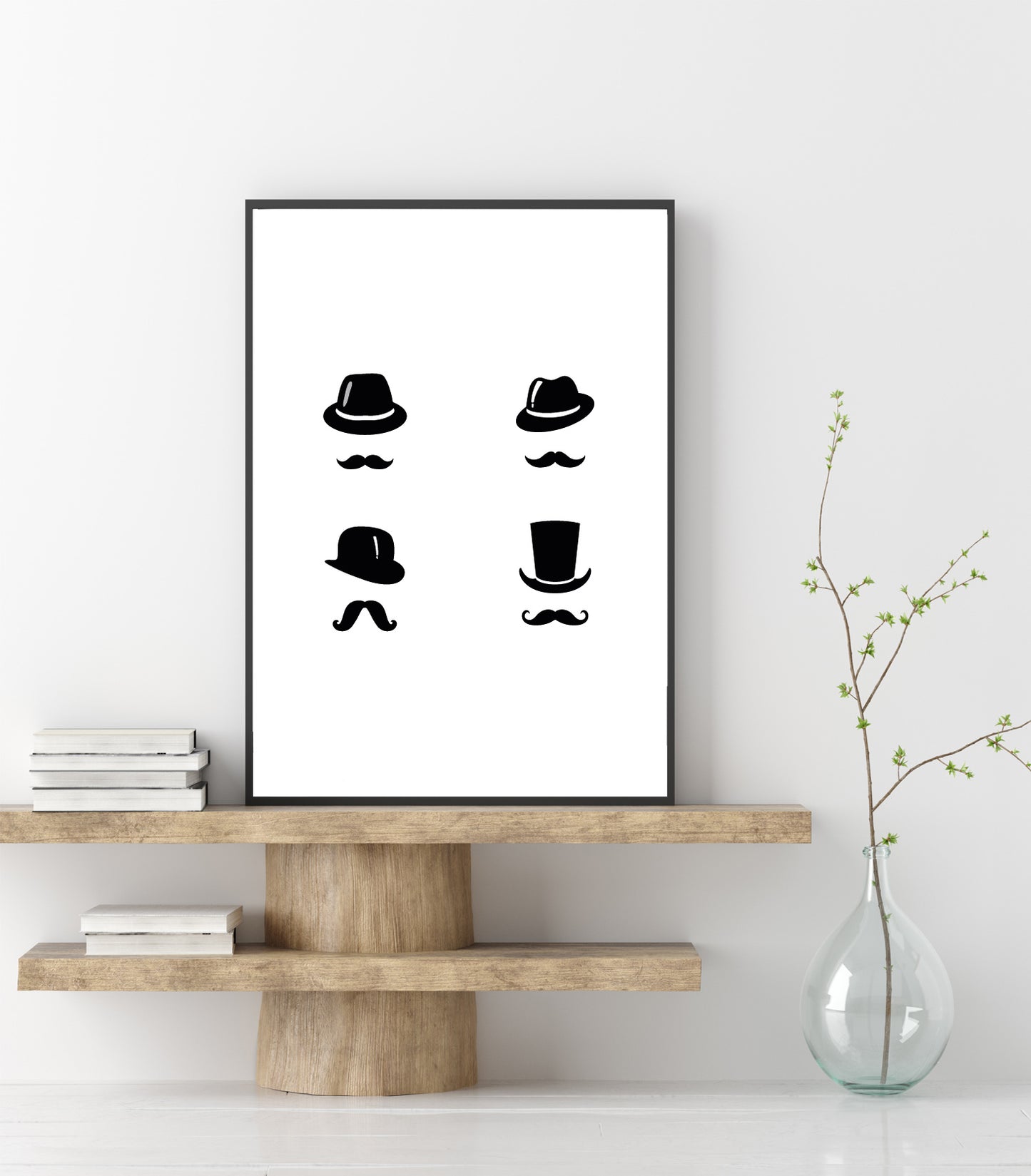 Moustaches poster print home wall art decor black on white elegant and minimal modern design