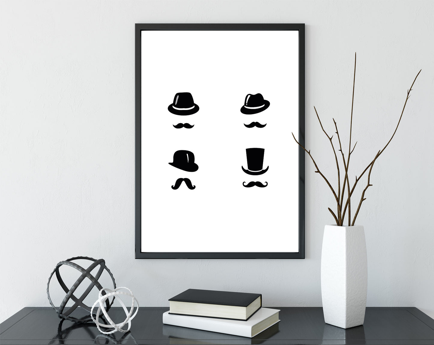 Moustaches poster print home wall art decor black on white elegant and minimal modern design