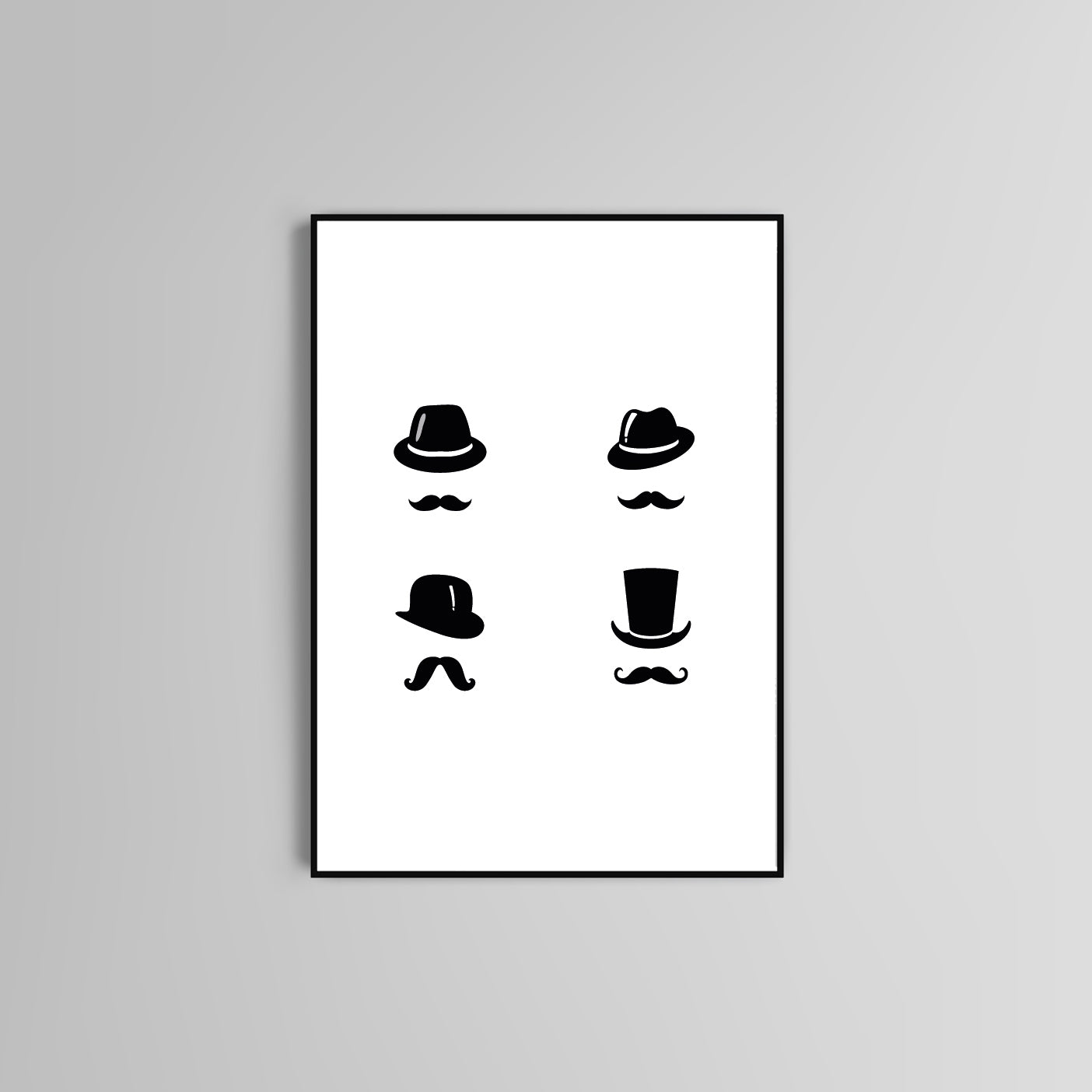 Moustaches poster print home wall art decor black on white elegant and minimal modern design